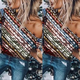 现货K8879！ 亚马欧美彩色 亮片 含内衬  上衣 夜店服 thumbnail 1