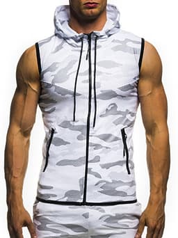New Camouflage Round Hem Casual Slim Sleeveless Hooded Vest thumbnail 3