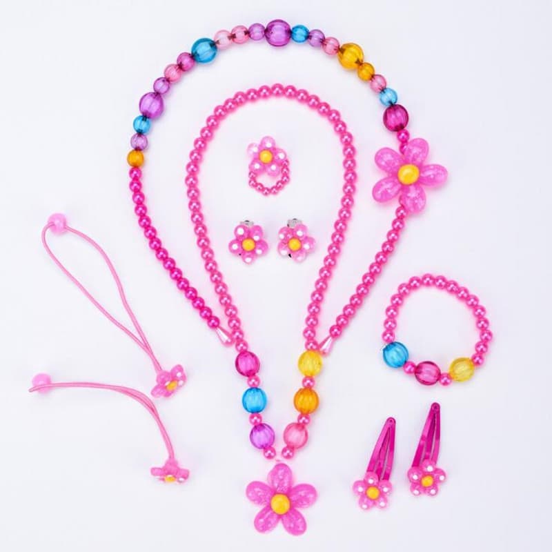 Children's necklace bracelet set girls seven-piece jewelry wholesale cartoon jewelry ring earrings headdress set