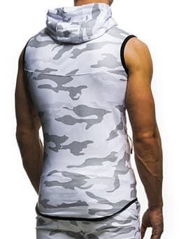 New Camouflage Round Hem Casual Slim Sleeveless Hooded Vest thumbnail 4