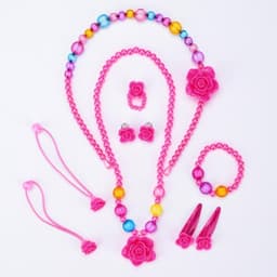 Children's necklace bracelet set girls seven-piece jewelry wholesale cartoon jewelry ring earrings headdress set thumbnail 3