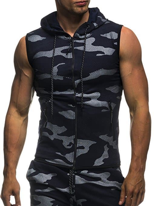 New Camouflage Round Hem Casual Slim Sleeveless Hooded Vest