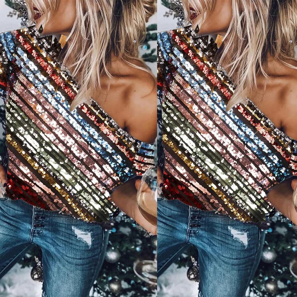 Spot K8879! Yama European and American Color Sequin Lined Top Night Clothes