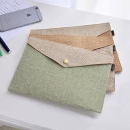 a4 magnetic buckle imitation linen felt file bag office meeting folder primary school stationery suit a5 data storage bag thumbnail 2