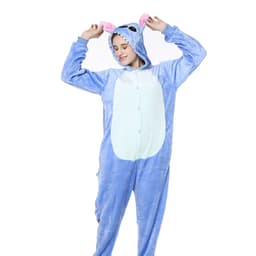 Sourcework Blue Lancer Blue Rose Red Stitch Cartoon Animal One-Piece Pajamas Flannel thumbnail 1