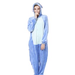 Sourcework Blue Lancer Blue Rose Red Stitch Cartoon Animal One-Piece Pajamas Flannel thumbnail 2