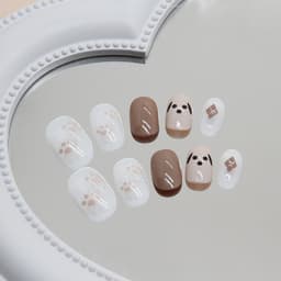 Cute puppy children wear nail dog claw rhombus fake nail patch nail patch children's funny nail piece thumbnail 3