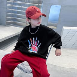 Graffiti Sweatshirt for Boys, Half-High Collar, Autumn and Winter 2025 New Style, Medium and Large Children, Fleece-Lined, Stylish Top, One-Piece Wholesale thumbnail 4