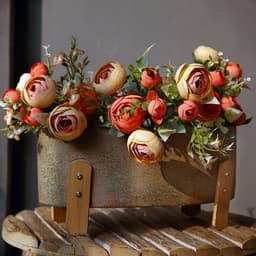 Tea Rose Artificial Bouquet, Fake Flower Ornaments, Living Room Table Decorations, Tv Cabinet Decoration Flowers, B&B Home Design thumbnail 4