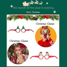 Children's adult glasses frame party holiday party antler snowman props decoration Christmas decoration paper glasses thumbnail 2