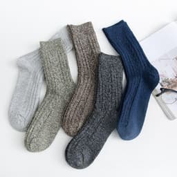 Twist Double-Needle Socks for Men, Plus Size Men's Socks, Extended and Thickeneded, Warm Rabbit Wool Socks, Wholesale Mid-Calf Socks, Casual thumbnail 2