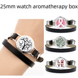 25mm Essential Oil Aromatherapy Bracelet Tree of Life Pu Belt Bracelet Perfume Box Seven Colors Optional Jewelry Wholesale thumbnail 1