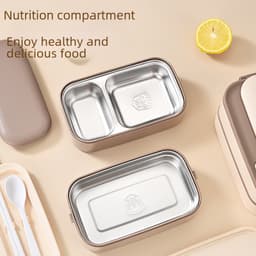 Opening event gift 304 stainless steel insulated lunch box student canteen office worker hand double-layer lunch box thumbnail 2