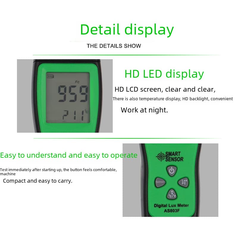 AS803F illuminometer high precision light meter mini digital photometer handheld brightness meter