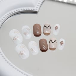 Cute puppy children wear nail dog claw rhombus fake nail patch nail patch children's funny nail piece thumbnail 1