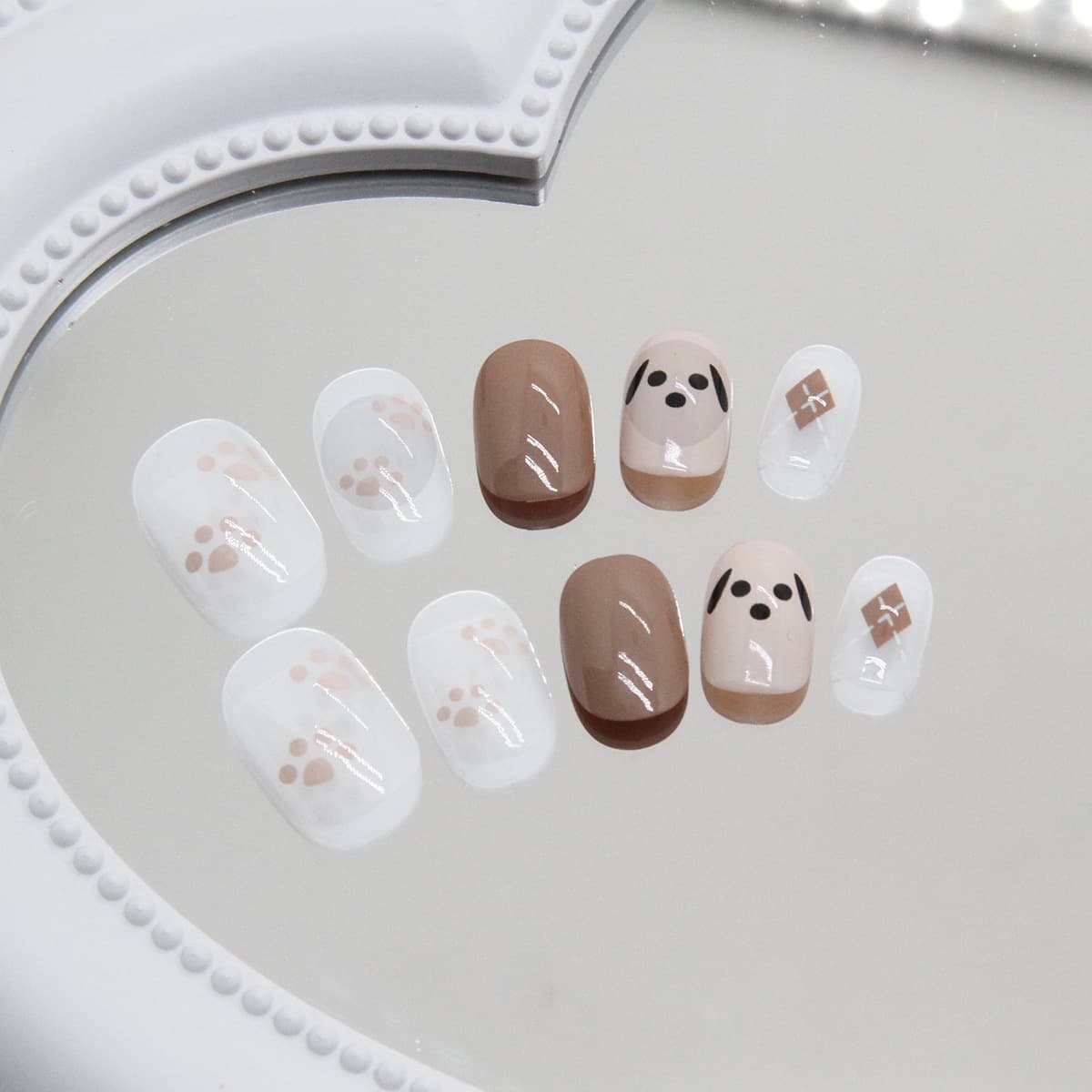 Cute puppy children wear nail dog claw rhombus fake nail patch nail patch children's funny nail piece