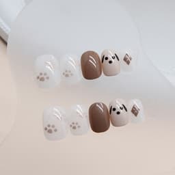 Cute puppy children wear nail dog claw rhombus fake nail patch nail patch children's funny nail piece thumbnail 4