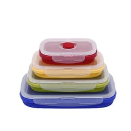 Four-piece silicone foldable lunch box microwave silicone lunch box preservation children's lunch box creative set Wholesale thumbnail 5