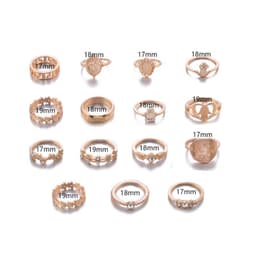 Qifu Retro Beauty Head Gold Coin Pattern Love Fatima Palm Ring 15 Piece Set Ring thumbnail 2