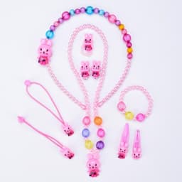 Children's necklace bracelet set girls seven-piece jewelry wholesale cartoon jewelry ring earrings headdress set thumbnail 2