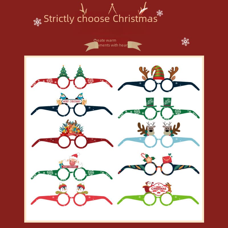 Children's adult glasses frame party holiday party antler snowman props decoration Christmas decoration paper glasses