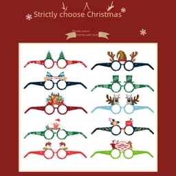 Children's adult glasses frame party holiday party antler snowman props decoration Christmas decoration paper glasses thumbnail 1