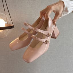 2022夏季新款凉鞋韩版包头凉鞋仙女风玛丽珍中粗跟圆头甜美凉鞋女 thumbnail 1