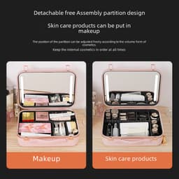 Makeup Case with Lamp and Mirror Cosmetic Storage Box Large Capacity Makeup Case Portable Tattoo Beauty Case thumbnail 3