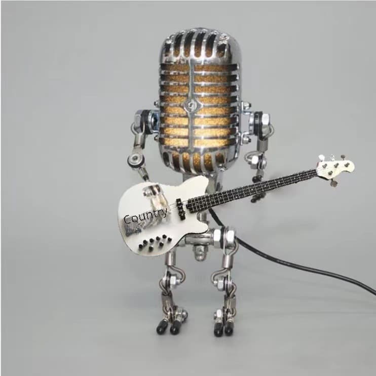 Cross-border hot Metal Microphone Robot Metal Microphone guitar with light home decoration