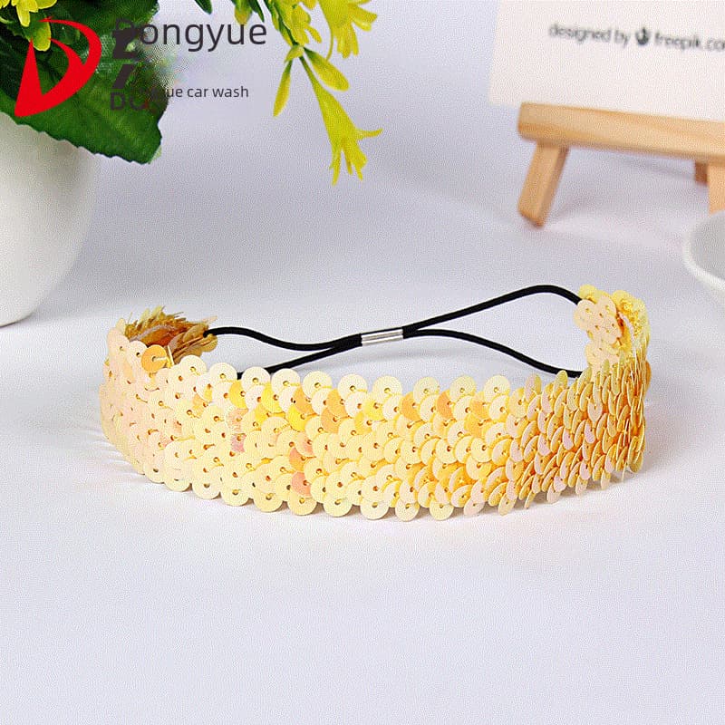 Spot supply sequined hair band three-row sequined hair band with rubber band sequined hair band Korean jewelry