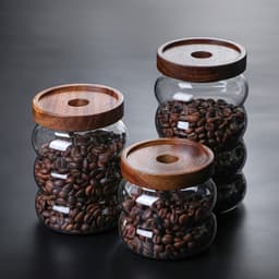 Wholesale Acacia Wooden Lid Glass Storage Jar Transparent Storage Storage Jar Food Coffee Bean Tea Sealed Jar thumbnail 4