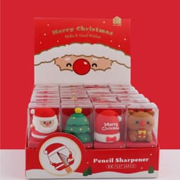 New Christmas Santa Claus Pencil Sharpener Creative Silicone Shape Pen Sharpener Christmas Tree Pencil Sharpener Student Stationery thumbnail 1