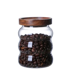 Wholesale Acacia Wooden Lid Glass Storage Jar Transparent Storage Storage Jar Food Coffee Bean Tea Sealed Jar thumbnail 5