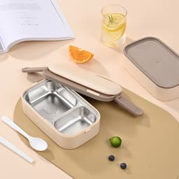 Opening event gift 304 stainless steel insulated lunch box student canteen office worker hand double-layer lunch box thumbnail 5