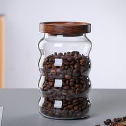 Wholesale Acacia Wooden Lid Glass Storage Jar Transparent Storage Storage Jar Food Coffee Bean Tea Sealed Jar thumbnail 3