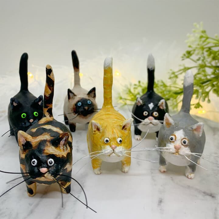 Cross-border new products in stock Kitty miniature sculpture cute kitten resin ornaments