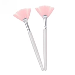 Amazon fan-shaped mask brush pearlescent Rod pink soft wool nylon brush plastic handle powder makeup brush beauty salon thumbnail 3