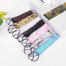 Spot supply sequined hair band three-row sequined hair band with rubber band sequined hair band Korean jewelry thumbnail 4