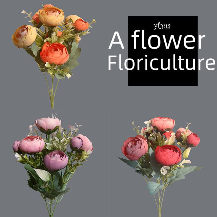 Tea Rose Artificial Bouquet, Fake Flower Ornaments, Living Room Table Decorations, Tv Cabinet Decoration Flowers, B&B Home Design