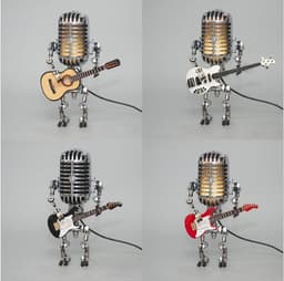 Cross-border hot Metal Microphone Robot Metal Microphone guitar with light home decoration thumbnail 2