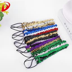 Spot supply sequined hair band three-row sequined hair band with rubber band sequined hair band Korean jewelry thumbnail 3
