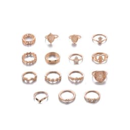 Qifu Retro Beauty Head Gold Coin Pattern Love Fatima Palm Ring 15 Piece Set Ring thumbnail 3