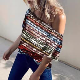 现货K8879！ 亚马欧美彩色 亮片 含内衬  上衣 夜店服 thumbnail 4
