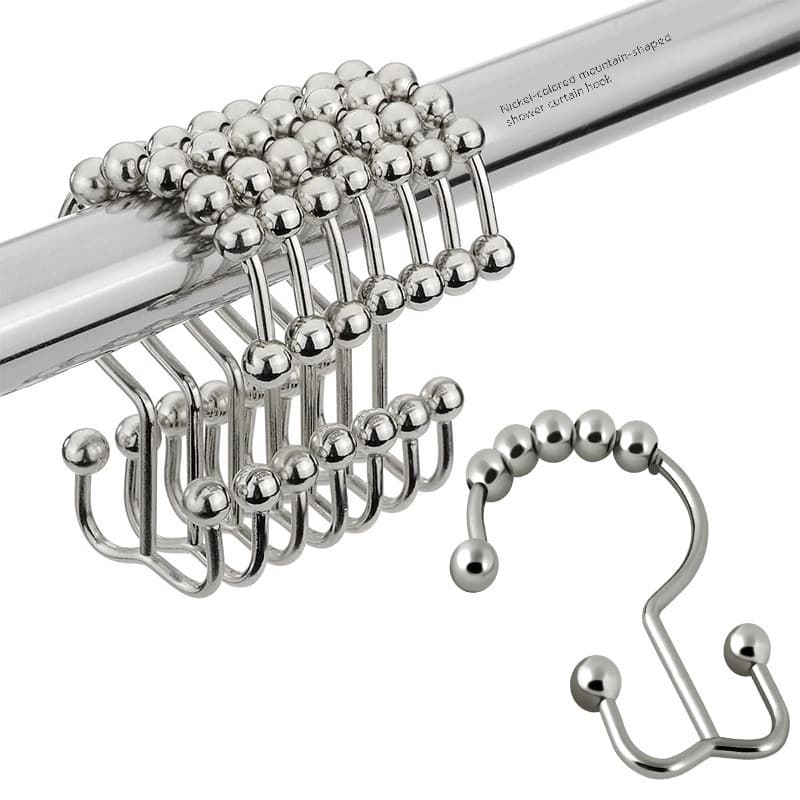 Metal bathroom double-sided five-bead curtain hook multi-color 12 boxed Iron Mountain shower curtain hook furniture accessories