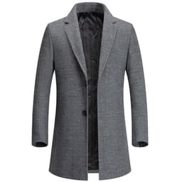 秋冬新款西装领毛呢大衣男加棉加厚毛呢男大衣免烫格纹羊毛呢大衣 thumbnail 2