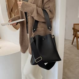 Bag Women's 2024 New Bags Korean Style Broadband Shoulder Crossbody Bucket Bag Autumn and Winter Retro Large Capacity Bag thumbnail 4