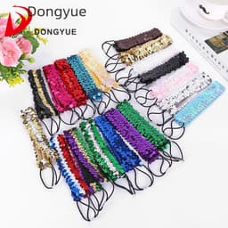 Spot supply sequined hair band three-row sequined hair band with rubber band sequined hair band Korean jewelry thumbnail 2
