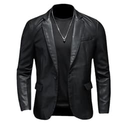 Foreign Trade Amazon 2025 Spring & Fall New Men's Slim and Versatile Pu Small Suit Men's Lapel Leather Jacket Men's Jacket thumbnail 5