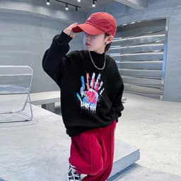 Graffiti Sweatshirt for Boys, Half-High Collar, Autumn and Winter 2025 New Style, Medium and Large Children, Fleece-Lined, Stylish Top, One-Piece Wholesale thumbnail 2