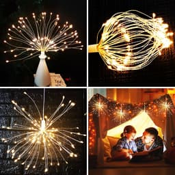 Amazon outdoor LED explosion Star copper wire light color string light battery smoke lamp dandelion light decorative light strip thumbnail 3